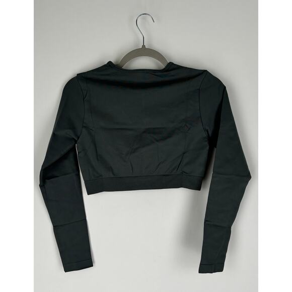 GymShark Everyday Seamless Long Sleeve Crop Top Womens Medium Cargo Teal B7A2S - Picture 6 of 8